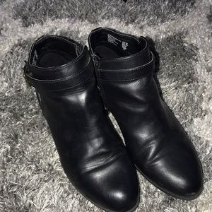 Black leather booties